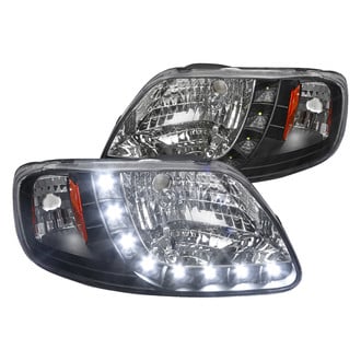 Spec-D® - Driver and Passenger Side Black Euro Headlights with LED DRL