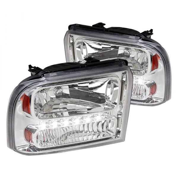 Spec-D® - Chrome Euro Headlights with LED DRL, Ford F-250