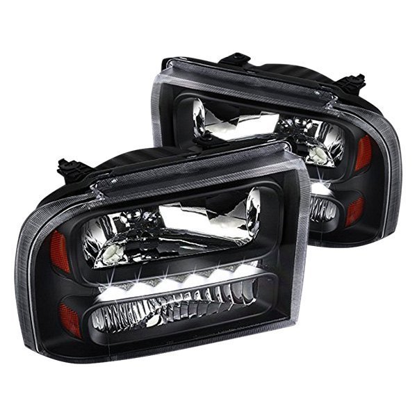 Spec-D® - Black Euro Headlights with LED DRL, Ford F-250