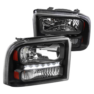 Spec-D® - Driver and Passenger Side Black Euro Headlights with LED DRL