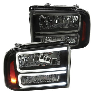Spec-D® - Driver and Passenger Side Matte Black/Smoke LED DRL Bar Headlights