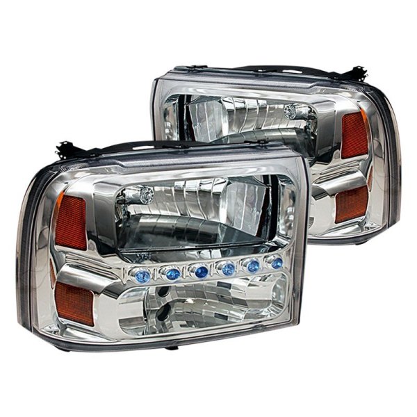 Spec-D® - Chrome Euro Headlights with LED DRL, Ford F-250