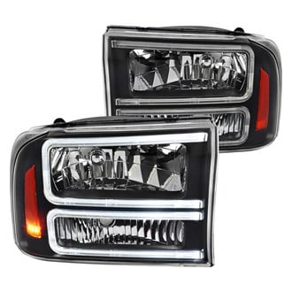 Spec-D® - Driver and Passenger Side Matte Black Light Tube Headlights