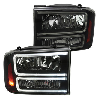 Spec-D® - Driver and Passenger Side Matte Black/Smoke Light Tube Headlights