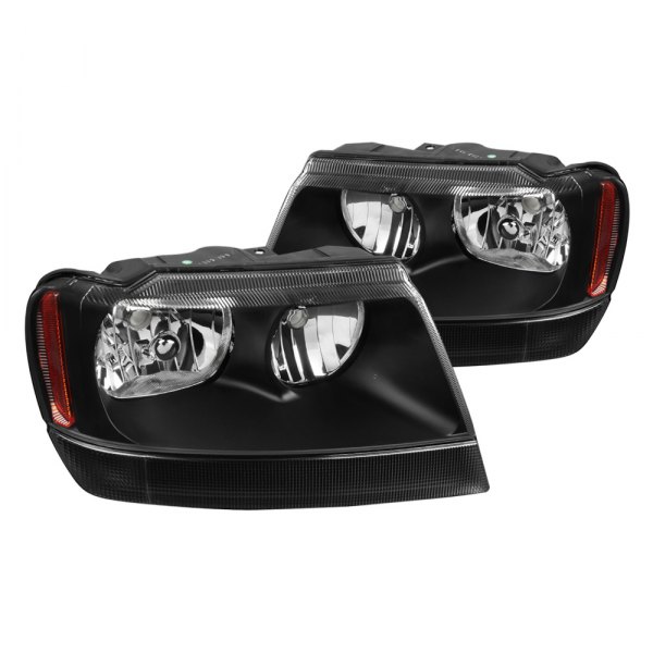 Spec-D® - Black Euro Headlights, Jeep Grand Cherokee