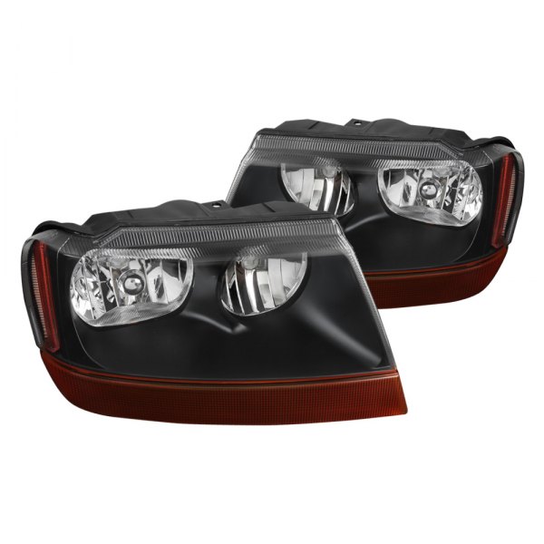 Spec-D® - Black Euro Headlights, Jeep Cherokee