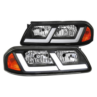 Spec-D® - Driver and Passenger Side Matte Black LED Light Tube Euro Headlights