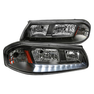 Spec-D® - Driver and Passenger Side Black Euro Headlights with LED DRL