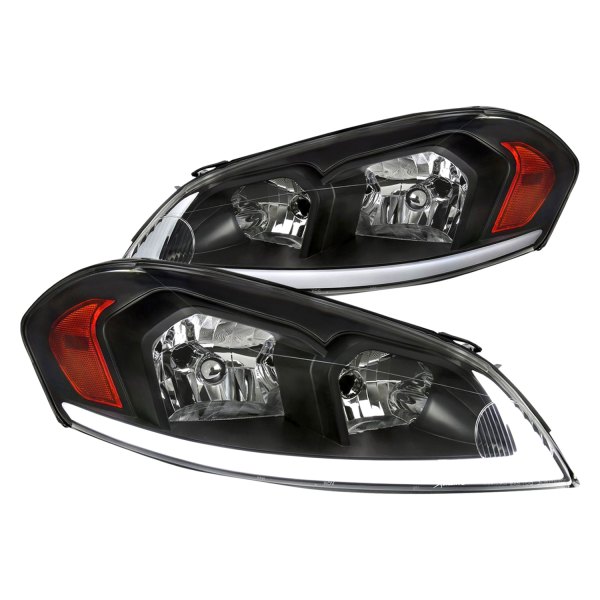 Spec-D® - Driver and Passenger Side Matte Black Sequential LED Light Tube Euro Headlights