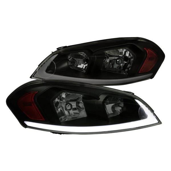 Spec-D® - Driver and Passenger Side Matte Black/Smoke Sequential LED Light Tube Euro Headlights
