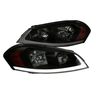 Spec-D® - Driver and Passenger Side Matte Black/Smoke Sequential LED Light Tube Euro Headlights