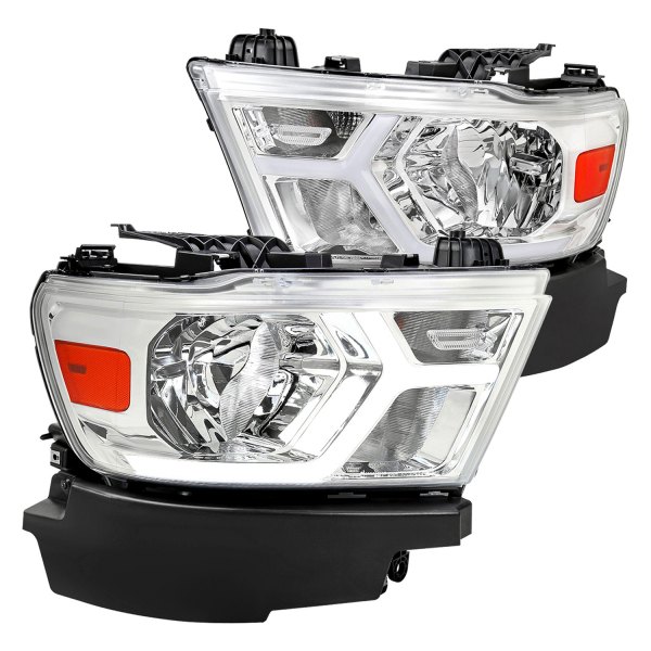 Spec-D® - Driver and Passenger Side Chrome Breathing LED Light Tube Euro Headlights
