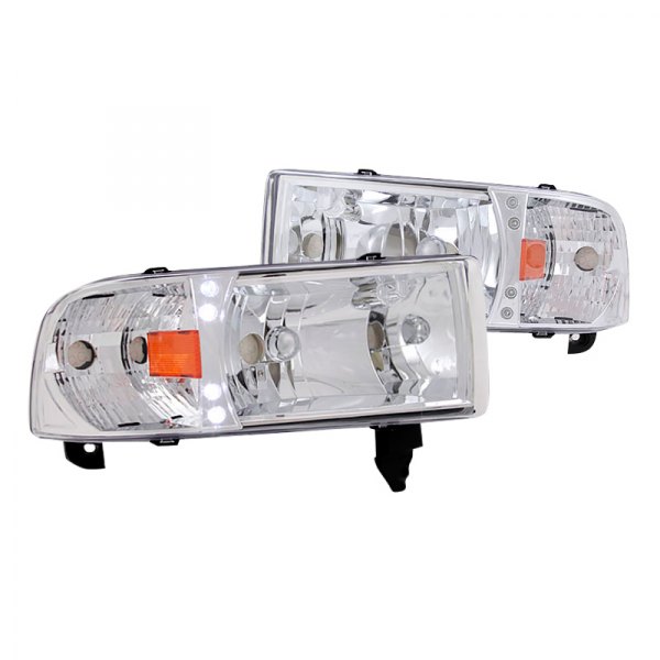 Spec-D® - Chrome Euro Headlights with Parking LEDs, Dodge Ram