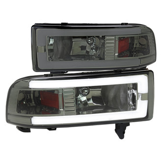 Spec-D® - Driver and Passenger Side Chrome/Smoke LED DRL Bar Headlights
