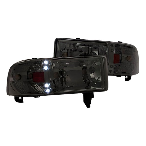 Spec-D® - Chrome/Smoke Euro Headlights with Parking LEDs, Dodge Ram