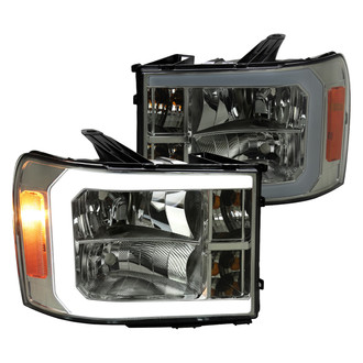 Spec-D® - Driver and Passenger Side Chrome/Smoke LED DRL Bar Headlights