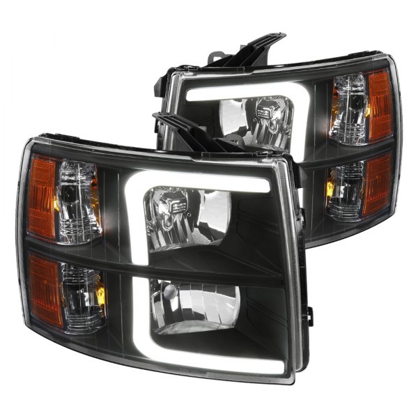 Spec-D® - Matte Black LED DRL Bar Headlights, Chevy Silverado