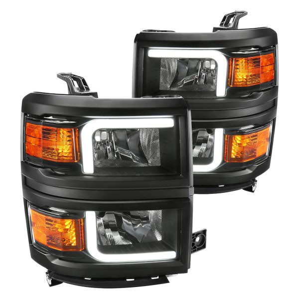 Spec-D® - Black LED DRL Bar Headlights, Chevy Silverado 1500
