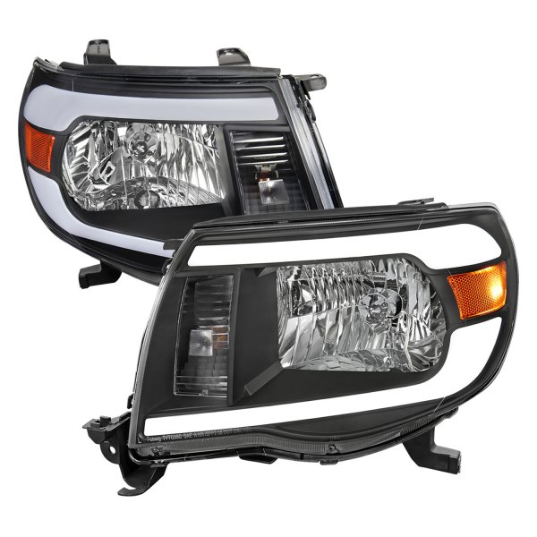 Spec-D® - Black LED DRL Bar Projector Headlights, Toyota Tacoma