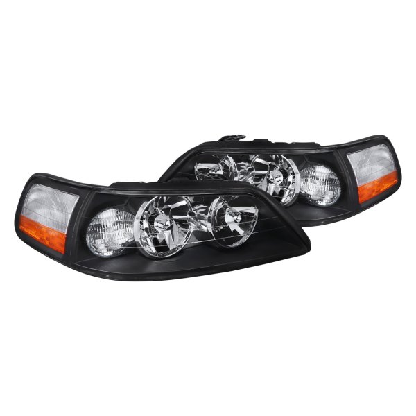 Spec-D® - Matte Black Euro Headlights, Lincoln Town Car