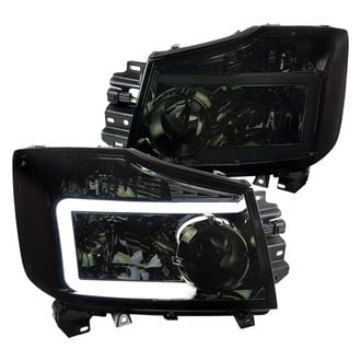 Spec-D® - Driver and Passenger Side Chrome/Smoke LED DRL Bar Euro Headlights