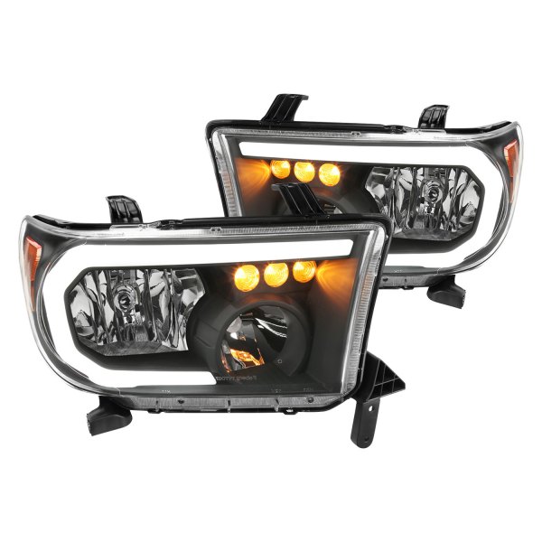 Spec-D® - Matte Black DRL Bar Headlights with LED Turn Signal