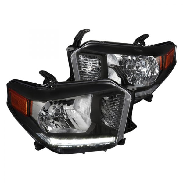 Spec-D® - Black Euro Headlights with LED DRL, Toyota Tundra
