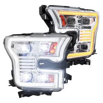 Spec-D® - Driver and Passenger Side Chrome Switchback LED DRL Bar Projector LED Headlights with Sequential Turn Signal