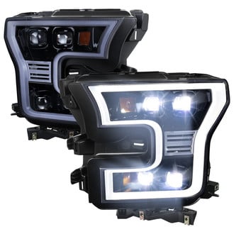 Spec-D® - Driver and Passenger Side Gloss Black/Smoke LED DRL Bar Projector LED Headlights