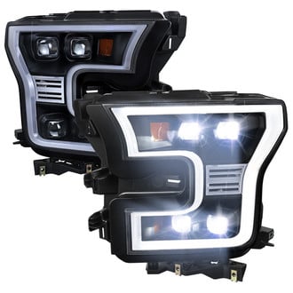 Spec-D® - Driver and Passenger Side Black LED DRL Bar Projector LED Headlights