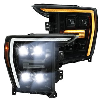 Spec-D® - Driver and Passenger Side Matte Black/Smoke Switchback LED DRL Bar Projector LED Headlights with Sequential Turn Signal