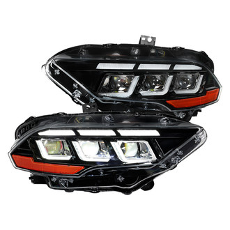 Spec-D® - Driver and Passenger Side Gloss Black Projector LED Headlights with Sequential Turn Signal