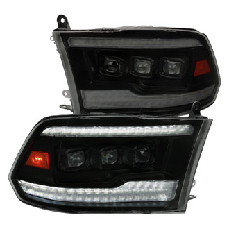 Spec-D® - Driver and Passenger Side Matte Black/Smoke Projector LED Headlights with Sequential DRL