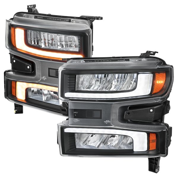 Spec-D® - Matte Black Sequential Light Tube LED Headlights