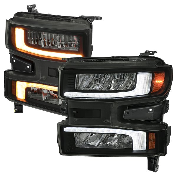 Spec-D® - Matte Black/Smoke Sequential Light Tube LED Headlights