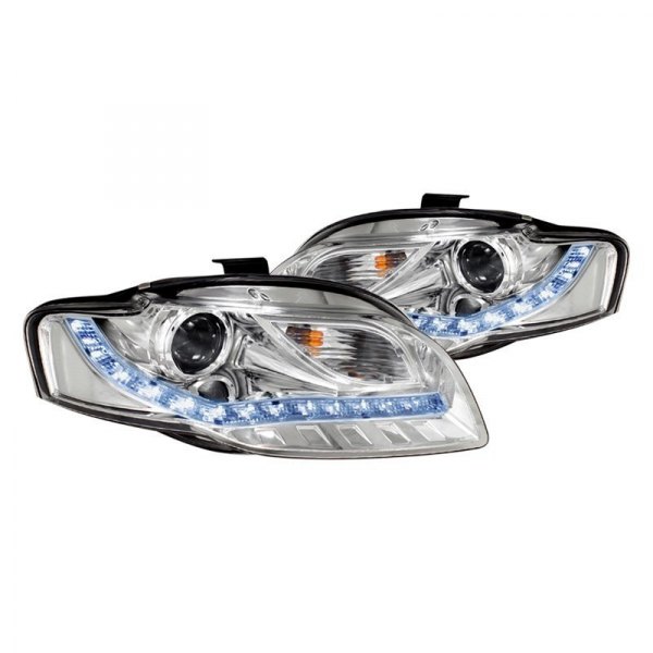Spec-D® - Chrome Projector Headlights with R8 Style LEDs, Audi A4