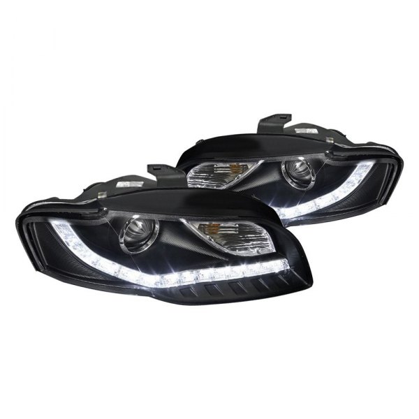 Spec-D® - Black Projector Headlights with R8 Style LEDs, Audi A4