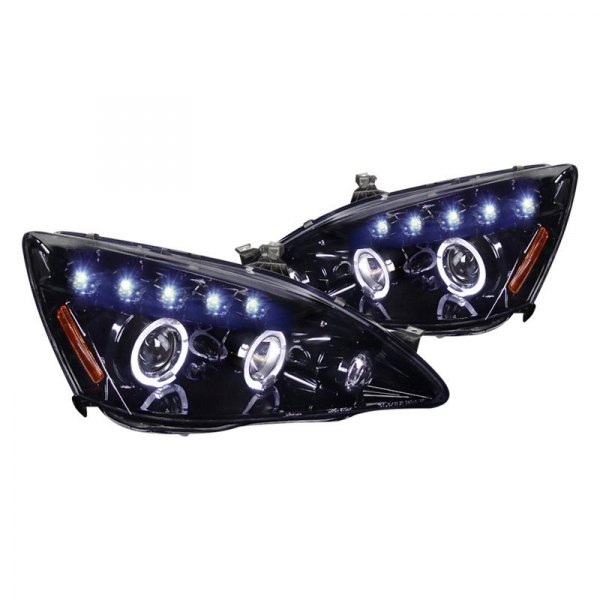 Spec-D® - Gloss Black/Smoke Dual Halo Projector Headlights with LED DRL, Honda Accord