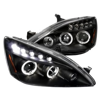 Spec-D® - Driver and Passenger Side Black Dual Halo Projector Headlights with LED DRL