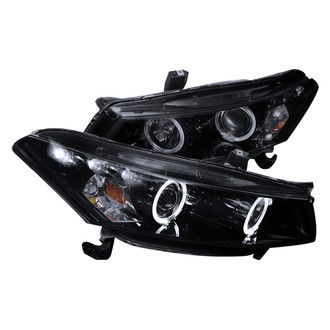 Spec-D® - Driver and Passenger Side Gloss Black/Smoke Dual Halo Projector Headlights with Parking LEDs