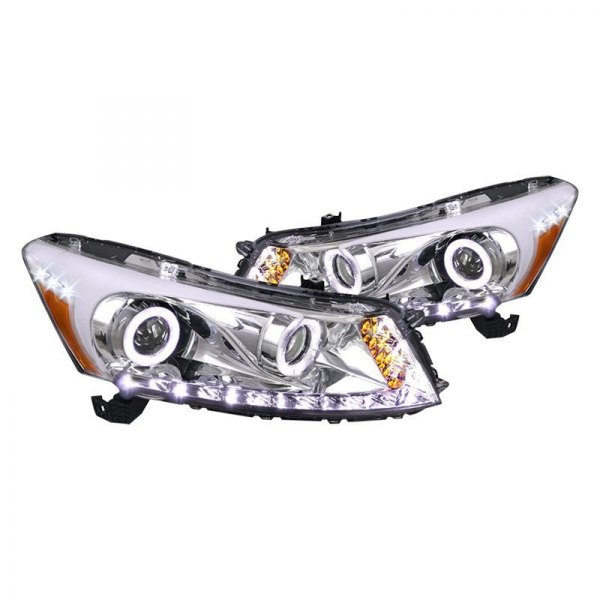 Spec-D® - Chrome Dual Halo Projector Headlights with LED DRL, Honda Accord