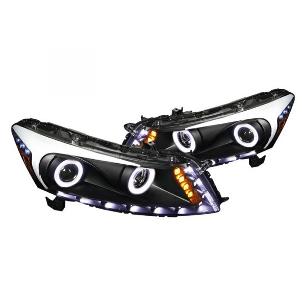 Spec-D® - Black Dual Halo Projector Headlights with LED DRL, Honda Accord