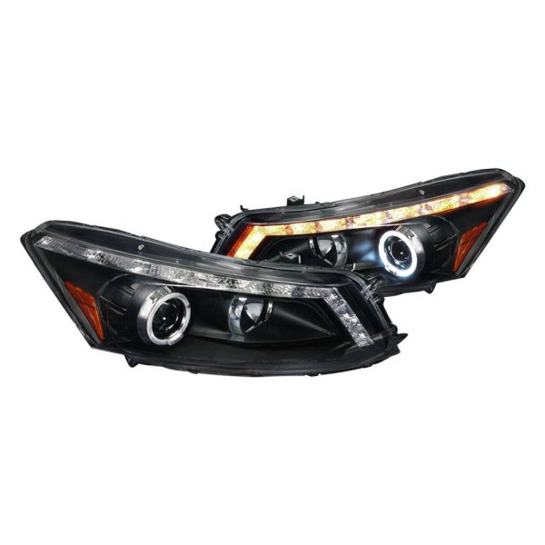 Spec-D® - Black Halo Projector Headlights with Switchback LED DRL, Honda Accord