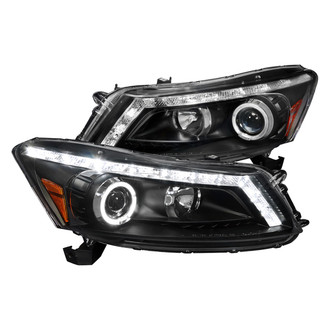 Spec-D® - Driver and Passenger Side Black Halo Projector Headlights with Switchback LED DRL