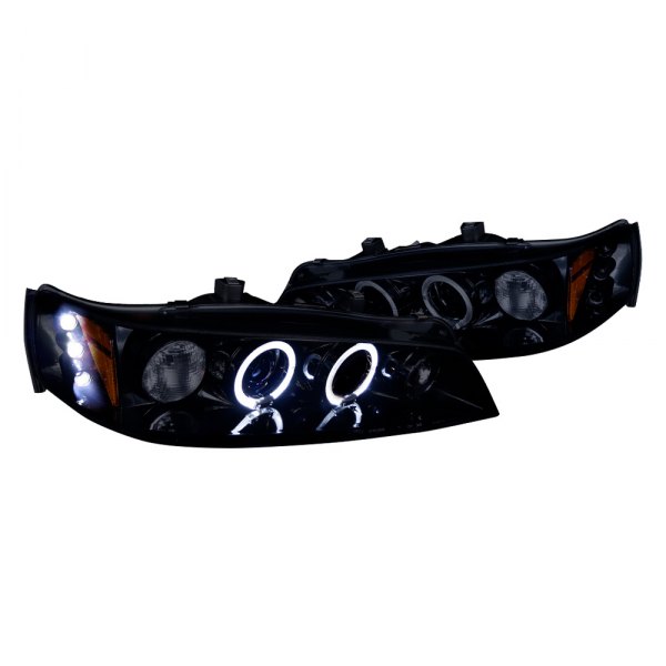 Spec-D® - Gloss Black/Smoke Dual Halo Projector Headlights with Parking LEDs, Honda Accord