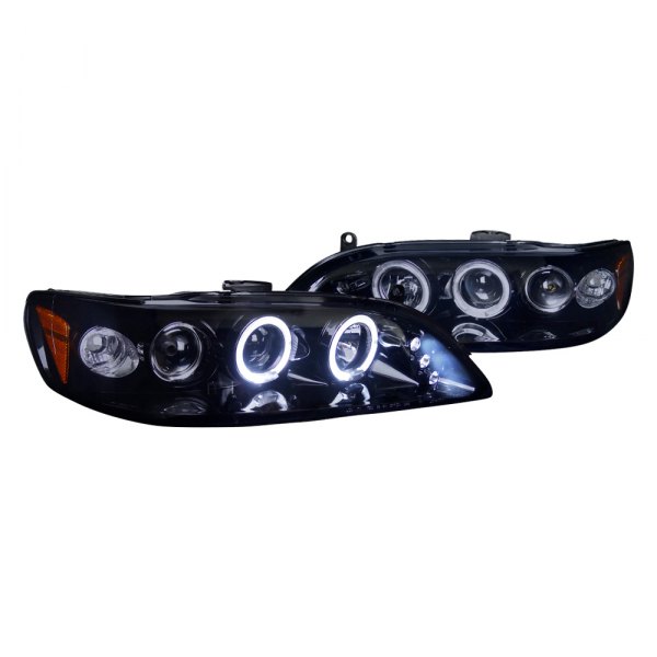 Spec-D® - Gloss Black/Smoke Dual Halo Projector Headlights with Parking LEDs, Honda Accord