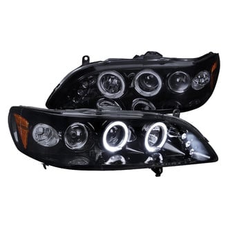 Spec-D® - Driver and Passenger Side Gloss Black/Smoke Dual Halo Projector Headlights with Parking LEDs