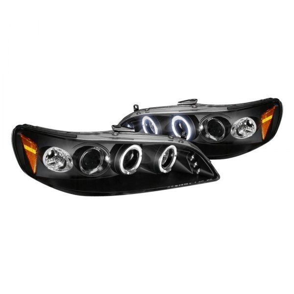 Spec-D® - Black Dual Halo Projector Headlights with Parking LEDs, Honda Accord