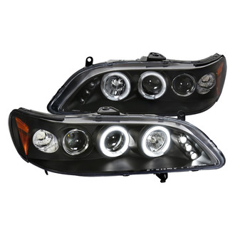 Spec-D® - Driver and Passenger Side Black Dual Halo Projector Headlights with Parking LEDs