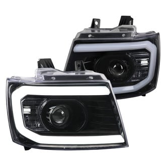 Spec-D® - Driver and Passenger Side Gloss Black LED DRL Bar Projector Headlights